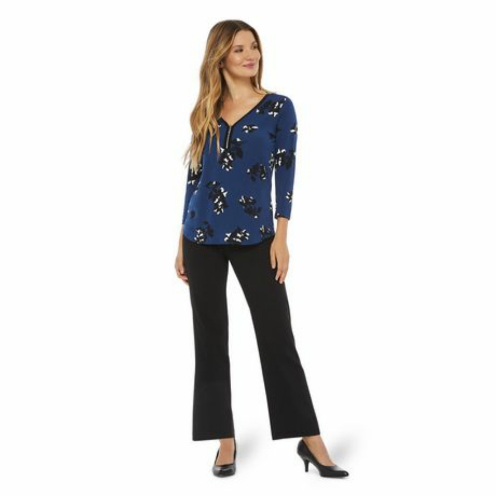 Brand new floral 3/4 Sleeve Zip Front Top - Picture 5 of 6